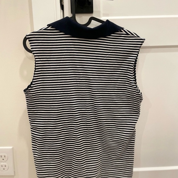 Theory Navy and White Striped Open polo Tank Top - Picture 5 of 7